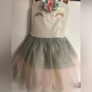 Beautiful And Cute Tutu Dress. Multicolor Unicorn